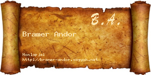 Bramer Andor névjegykártya
